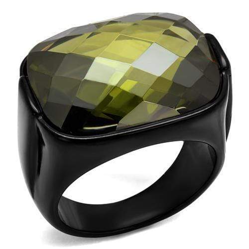 Men's Band Rings TK2639 Black - Stainless Steel Ring in Olivine color