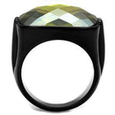 Silver Jewelry Rings Men's Band Rings TK2639 Black - Stainless Steel Ring in Olivine color Alamode Fashion Jewelry Outlet