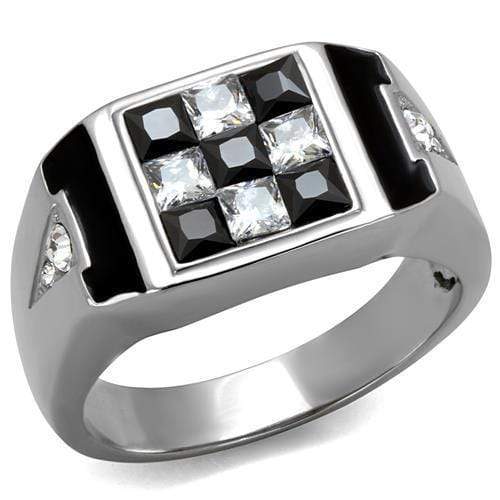 Men's Band Rings TK2663 Stainless Steel Ring with AAA Grade CZ in Jet