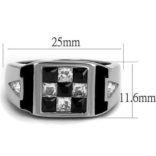 Men's Band Rings TK2663 Stainless Steel Ring with AAA Grade CZ in Jet