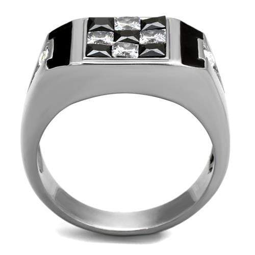 Men's Band Rings TK2663 Stainless Steel Ring with AAA Grade CZ in Jet