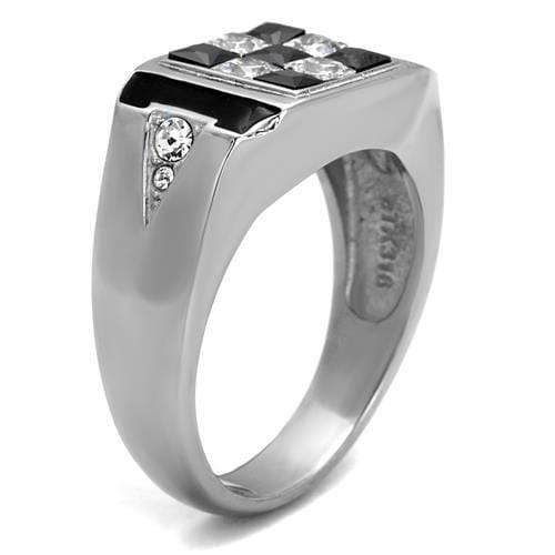 Men's Band Rings TK2663 Stainless Steel Ring with AAA Grade CZ in Jet