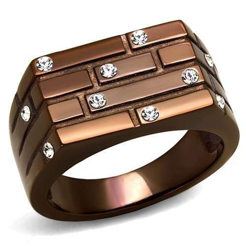 Silver Jewelry Rings Men's Band Rings TK2664 Coffee light Stainless Steel Ring with Crystal Alamode Fashion Jewelry Outlet