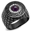 Men's Band Rings TK2813 Light Black Stainless Steel Ring with Semi-Precious