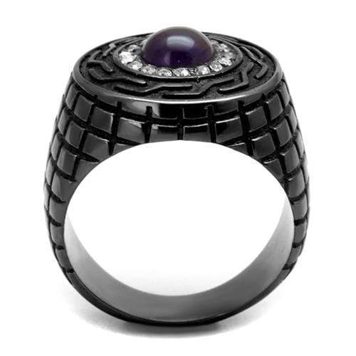 Silver Jewelry Rings Men's Band Rings TK2813 Light Black Stainless Steel Ring with Semi-Precious Alamode Fashion Jewelry Outlet