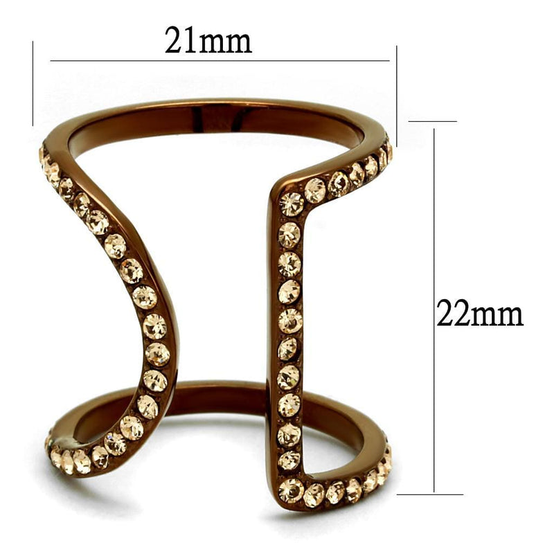 Men's Band Rings TK2828 Coffee light Stainless Steel Ring with Crystal