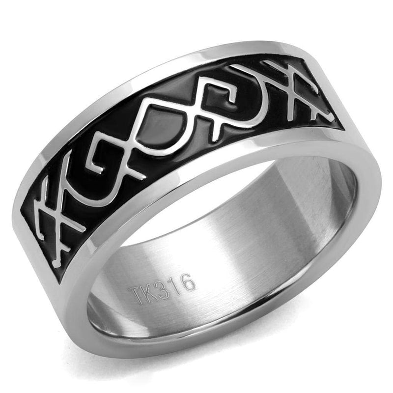 Men's Band Rings TK2921 Stainless Steel Ring with Epoxy in Jet