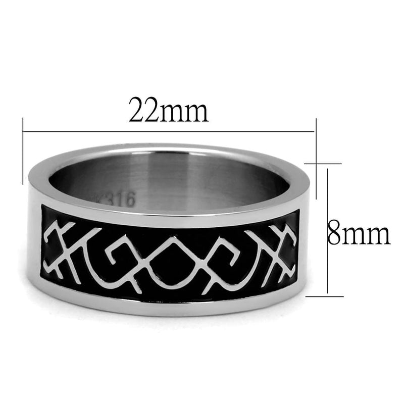 Men's Band Rings TK2921 Stainless Steel Ring with Epoxy in Jet