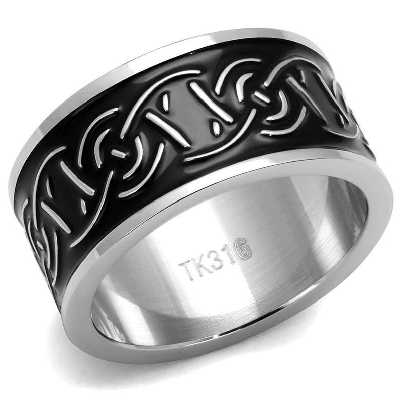 Men's Band Rings TK2922 Stainless Steel Ring with Epoxy in Jet