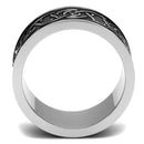 Silver Jewelry Rings Men's Band Rings TK2922 Stainless Steel Ring with Epoxy in Jet Alamode Fashion Jewelry Outlet