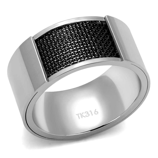 Men's Band Rings TK2923 Stainless Steel Ring with Epoxy in Jet