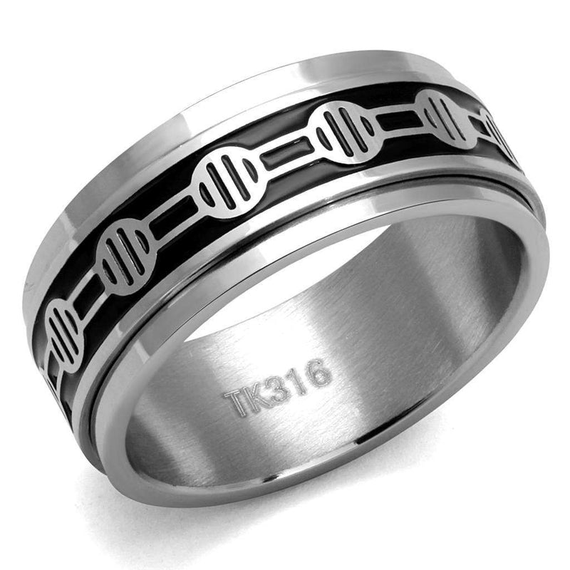 Men's Band Rings TK2924 Stainless Steel Ring with Epoxy in Jet