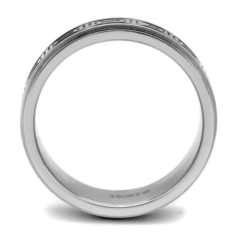 Silver Jewelry Rings Men's Band Rings TK2924 Stainless Steel Ring with Epoxy in Jet Alamode Fashion Jewelry Outlet