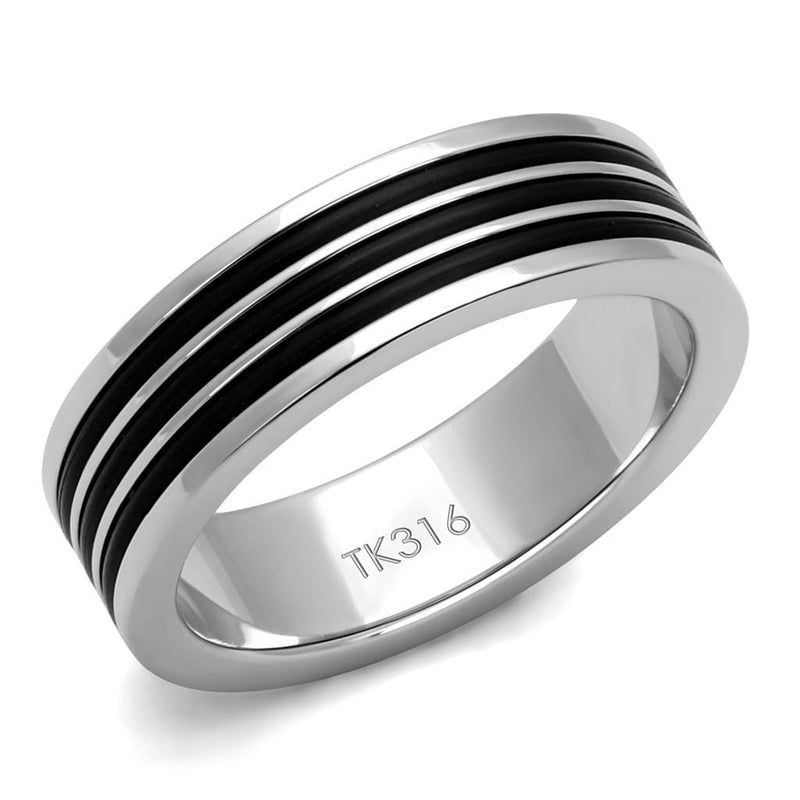 Men's Band Rings TK2925 Stainless Steel Ring with Epoxy in Jet