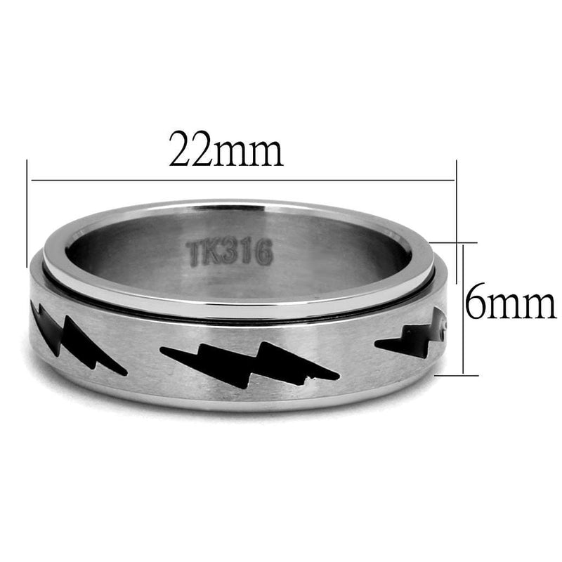 Silver Jewelry Rings Men's Band Rings TK2926 Stainless Steel Ring with Epoxy in Jet Alamode Fashion Jewelry Outlet