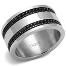 Silver Jewelry Rings Men's Band Rings TK2927 Stainless Steel Ring with Epoxy in Jet Alamode Fashion Jewelry Outlet