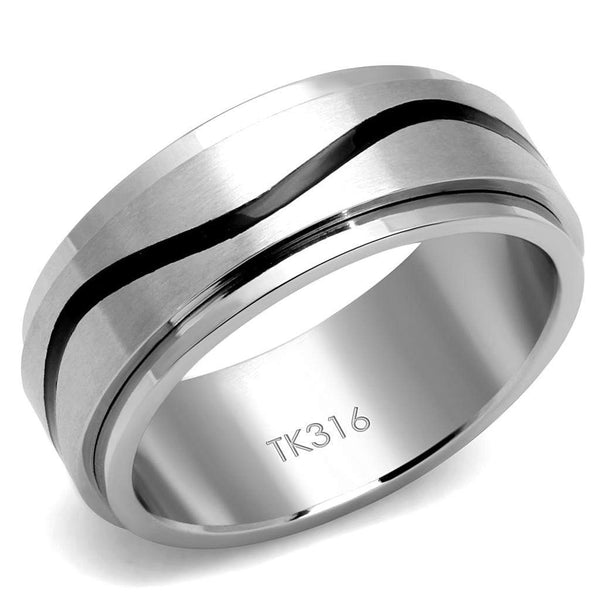 Men's Band Rings TK2929 Stainless Steel Ring with Epoxy in Jet