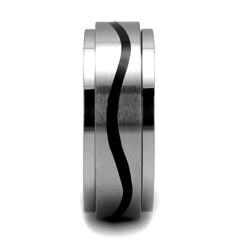 Men's Band Rings TK2929 Stainless Steel Ring with Epoxy in Jet