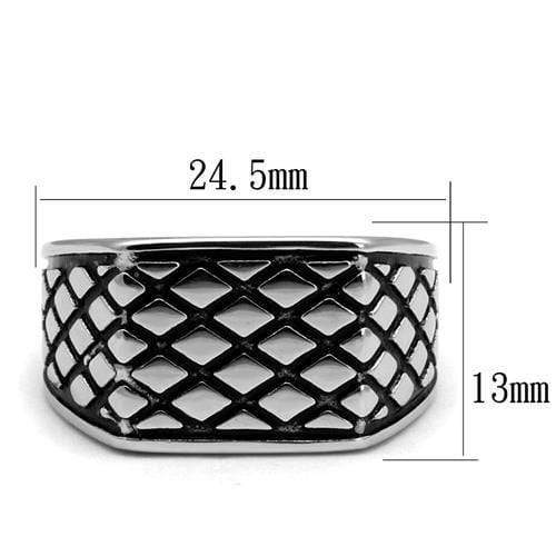 Silver Jewelry Rings Men's Band Rings TK3009 Stainless Steel Ring with Epoxy in Jet Alamode Fashion Jewelry Outlet