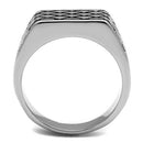 Silver Jewelry Rings Men's Band Rings TK3009 Stainless Steel Ring with Epoxy in Jet Alamode Fashion Jewelry Outlet