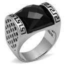 Silver Jewelry Rings Men's Band Rings TK3016 Stainless Steel Ring with Synthetic in Jet Alamode Fashion Jewelry Outlet