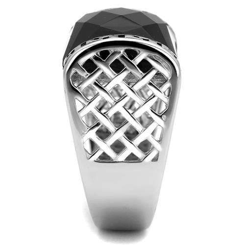 Men's Band Rings TK3016 Stainless Steel Ring with Synthetic in Jet