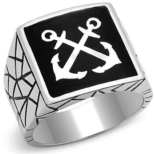 Men's Band Rings TK3041 Stainless Steel Ring with Epoxy in Jet