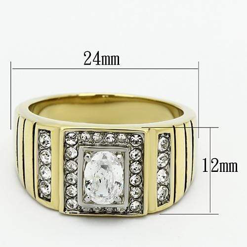 Men's Gold Band Rings TK755 Two-Tone Gold - Stainless Steel Ring with CZ