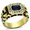 Men's Gold Band Rings TK756 Two-Tone Gold - Stainless Steel Ring with Crystal
