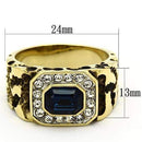 Men's Gold Band Rings TK756 Two-Tone Gold - Stainless Steel Ring with Crystal