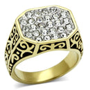 Men's Gold Band Rings TK757 Two-Tone Gold - Stainless Steel Ring with Crystal