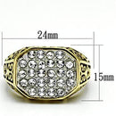 Men's Gold Band Rings TK757 Two-Tone Gold - Stainless Steel Ring with Crystal