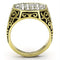 Men's Gold Band Rings TK757 Two-Tone Gold - Stainless Steel Ring with Crystal