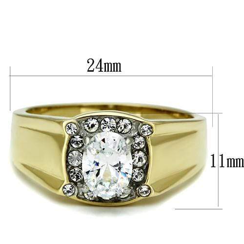 Men's Gold Band Rings TK758 Two-Tone Gold - Stainless Steel Ring with CZ