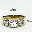 Men's Gold Band Rings TK759 Two-Tone Gold - Stainless Steel Ring with CZ