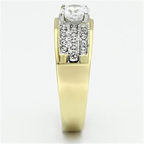 Men's Gold Band Rings TK759 Two-Tone Gold - Stainless Steel Ring with CZ