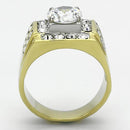 Men's Gold Band Rings TK760 Two-Tone Gold - Stainless Steel Ring with CZ