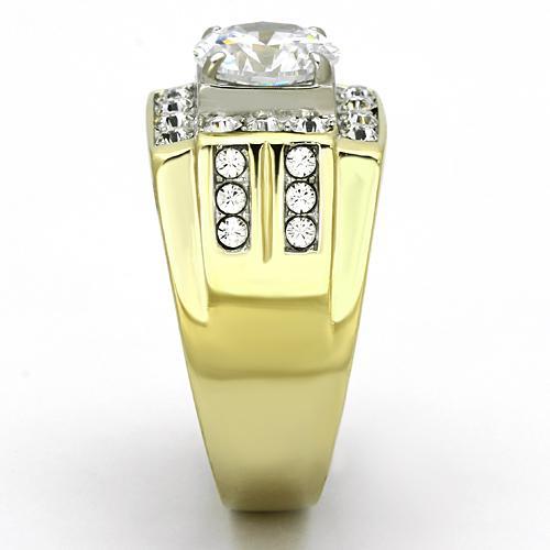 Silver Jewelry Rings Men's Gold Band Rings TK760 Two-Tone Gold - Stainless Steel Ring with CZ Alamode Fashion Jewelry Outlet