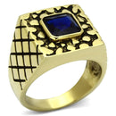 Men's Gold Band Rings TK763 Gold - Stainless Steel Ring with Synthetic