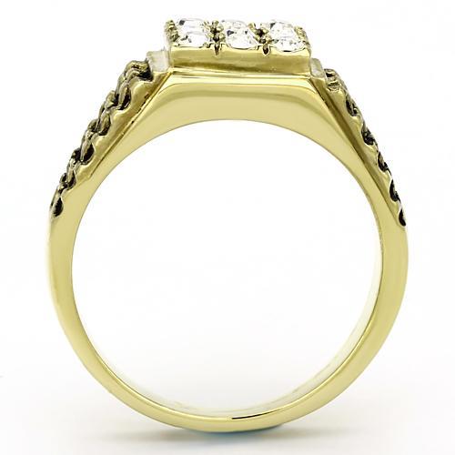 Men's Gold Band Rings TK765 Gold - Stainless Steel Ring with Crystal