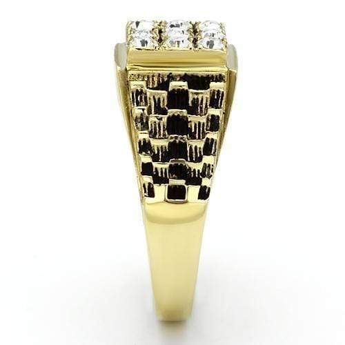 Men's Gold Band Rings TK765 Gold - Stainless Steel Ring with Crystal