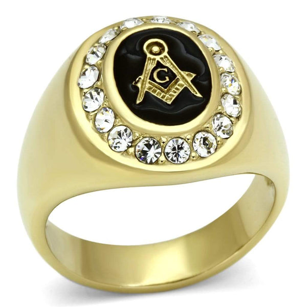 Men's Gold Band Rings TK766 Gold - Stainless Steel Ring with Crystal