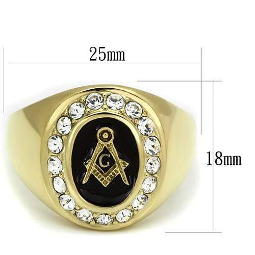 Men's Gold Band Rings TK766 Gold - Stainless Steel Ring with Crystal