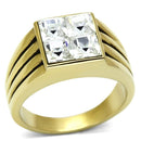 Men's Gold Band Rings TK769 Gold - Stainless Steel Ring with Crystal