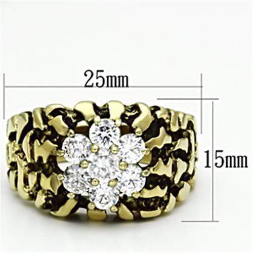 Men's Gold Band Rings TK771 Gold - Stainless Steel Ring with AAA Grade CZ