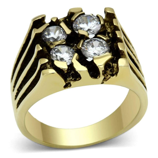 Men's Gold Band Rings TK772 Gold - Stainless Steel Ring with AAA Grade CZ