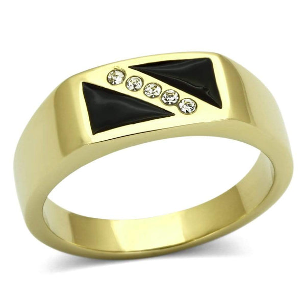 Men's Gold Band Rings TK775 Gold - Stainless Steel Ring with Crystal