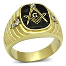 Men's Gold Band Rings TK776 Gold - Stainless Steel Ring with Crystal