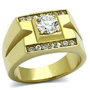 Men's Gold Band Rings TK777 Gold - Stainless Steel Ring with AAA Grade CZ