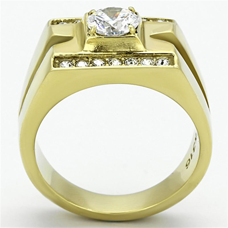 Men's Gold Band Rings TK777 Gold - Stainless Steel Ring with AAA Grade CZ